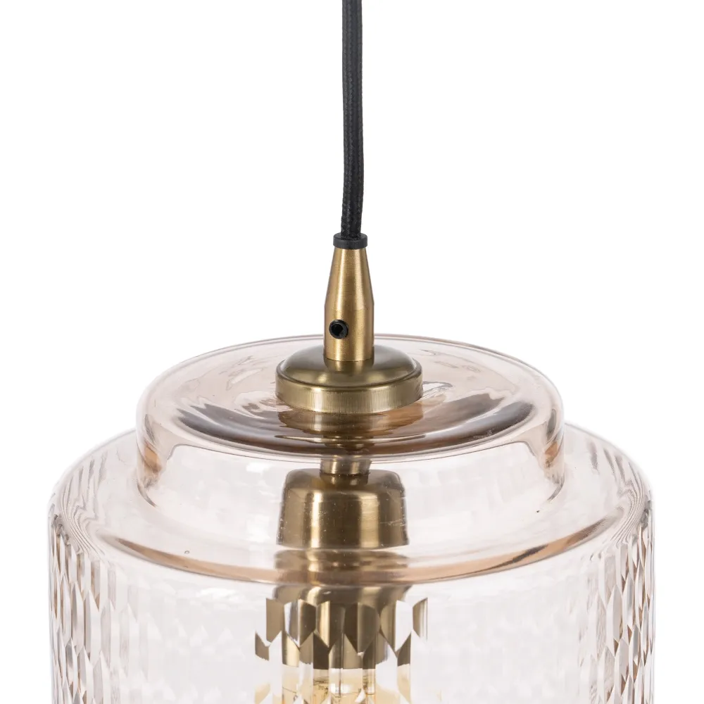 Lampa suspendata, sticla cristal/metal, transparent/auriu, Ixia [2]