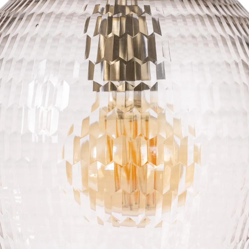 Lampa suspendata, sticla cristal/metal, transparent/auriu, Ixia [3]