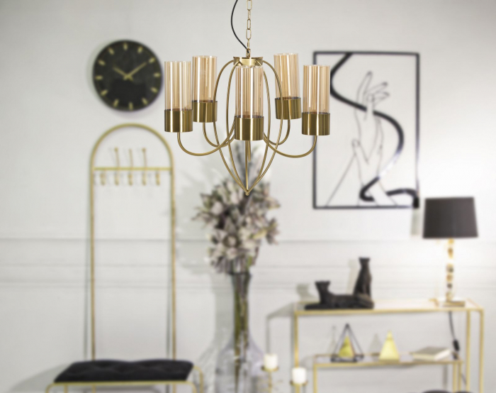 Lampa suspendata Versailles 5, metal/sticla, auriu, Mauro Ferretti [2]