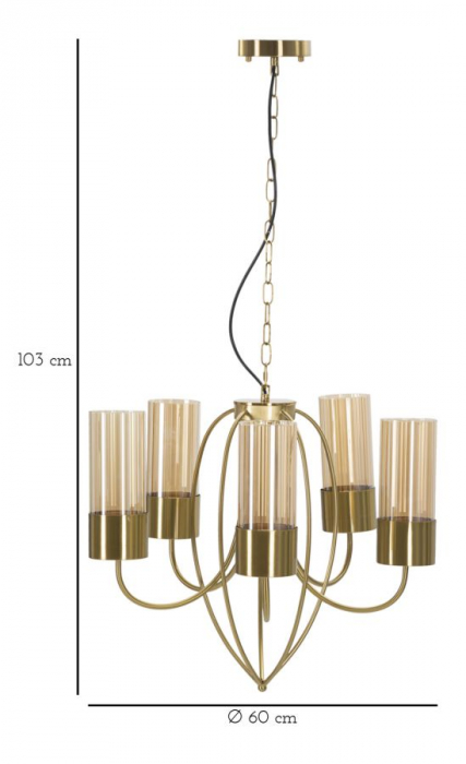 Lampa suspendata Versailles 5, metal/sticla, auriu, Mauro Ferretti [3]