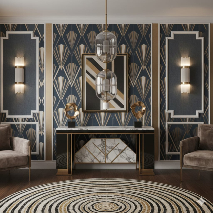 Lampa suspendată verticală cu module din cristal fumuriu și detalii aurii. [2]