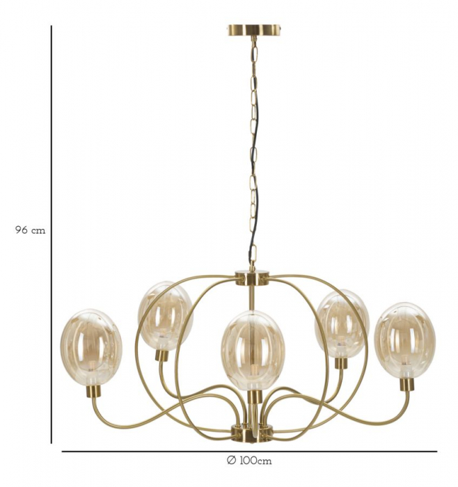 Lampa suspendata Viena, metal/sticla, auriu, CreativDeco.ro [3]