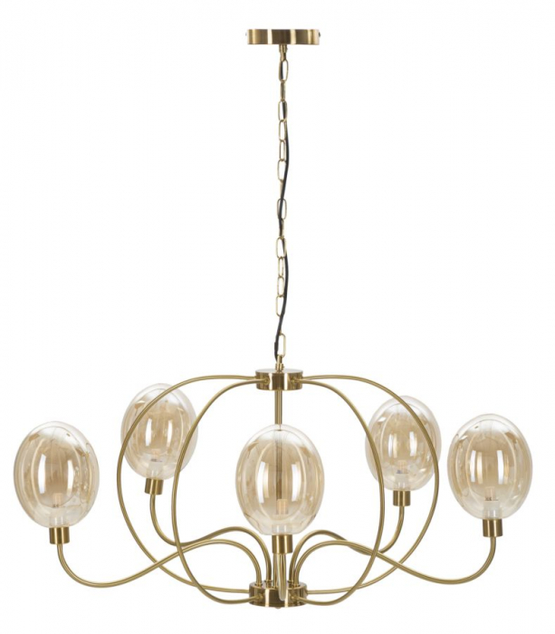 Lampa suspendata Viena, metal/sticla, auriu, CreativDeco.ro [1]