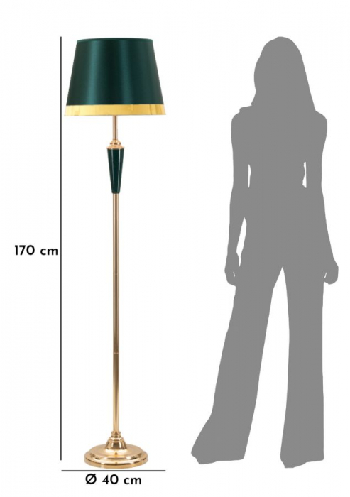Lampa aurie podea abajur verde inchis CreativDeco [5]