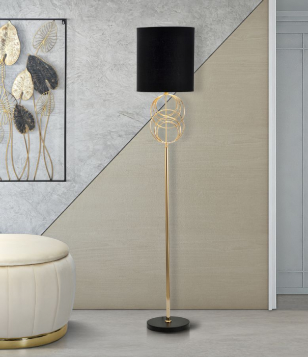 Lampadar Circly, auriu/negru, metal/textil [2]