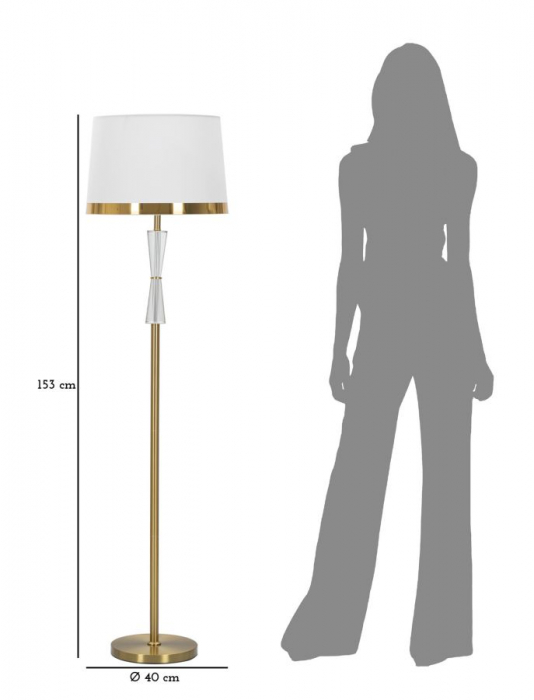 Lampadar elegant auriu cu decoratiune cristal si abajur alb [3]