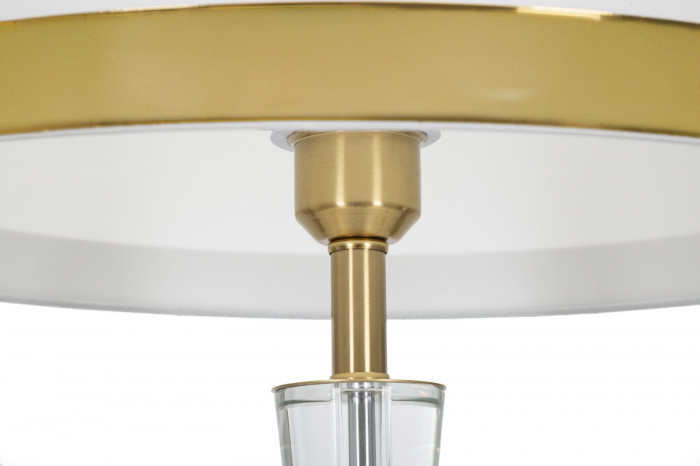 Lampadar elegant auriu cu decoratiune cristal si abajur alb [5]
