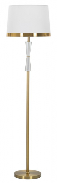 Lampadar elegant auriu cu decoratiune cristal si abajur alb [1]
