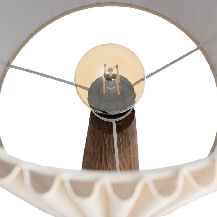 Lampadar cu bază conică din rășină cu aspect lemn și abajur plisat [7]
