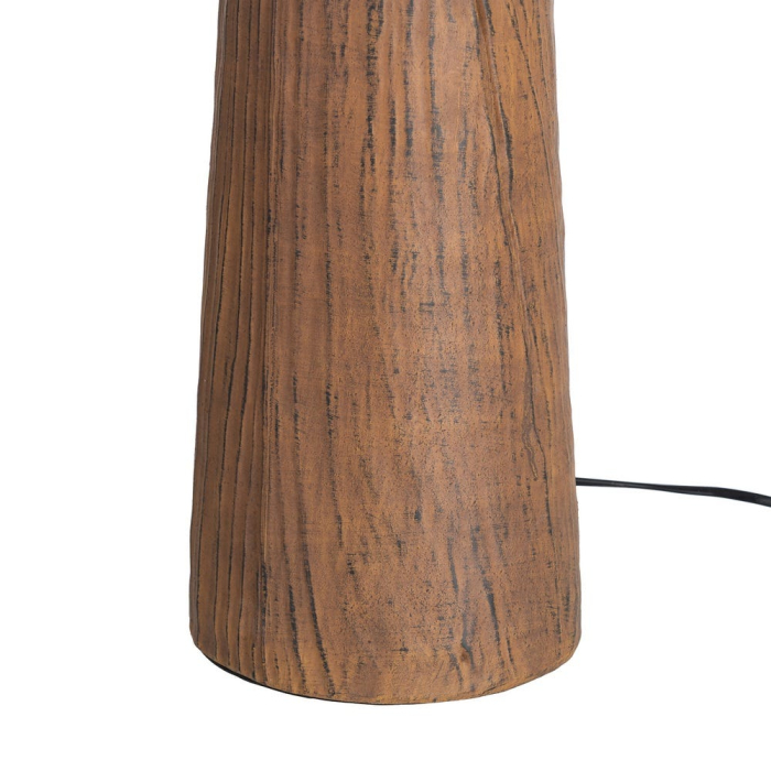 Lampadar cu bază conică din rășină cu aspect lemn și abajur plisat [6]