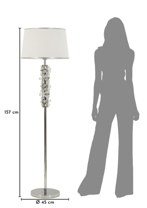 Lampadar floare gri metalizat decorativă abajur alb [6]