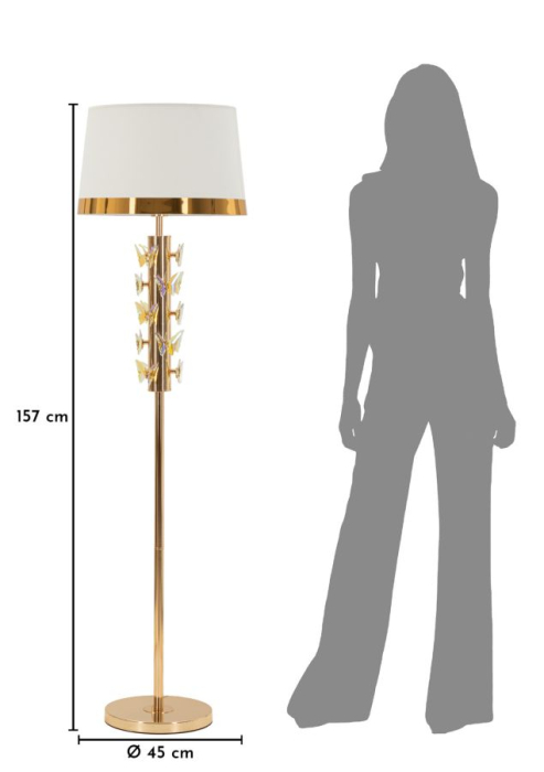 Lampadar fluture auriu decorativ abajur alb [6]