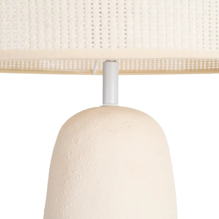 Lampadar din ceramică crem cu bază compusă din forme rotunjite și abajur textil [4]