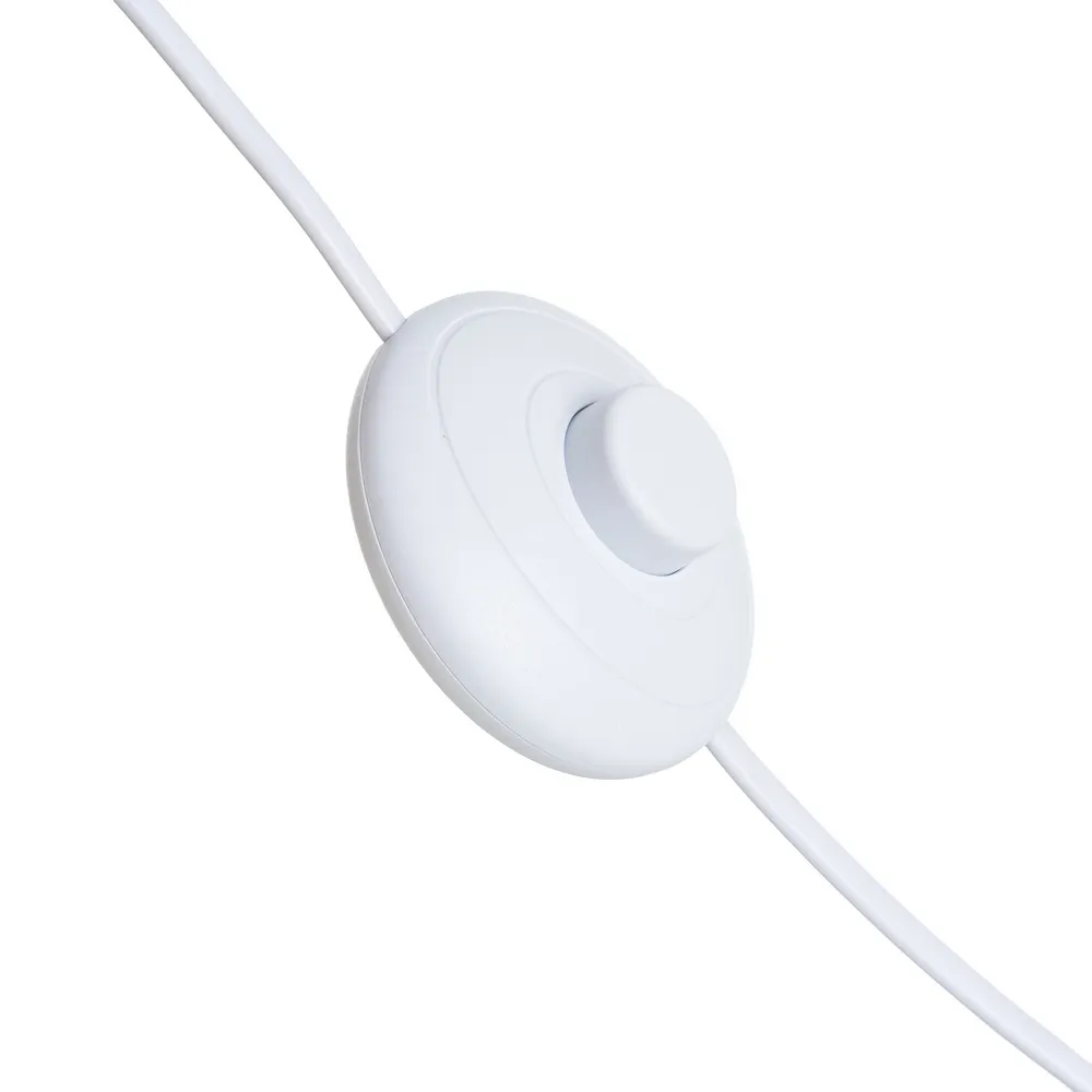 Lampadar din ceramică crem cu bază compusă din forme rotunjite și abajur textil [8]