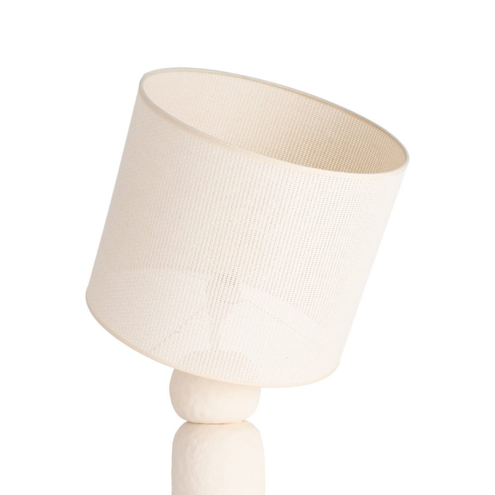 Lampadar din ceramică crem cu bază din volume suprapuse și abajur textil [2]