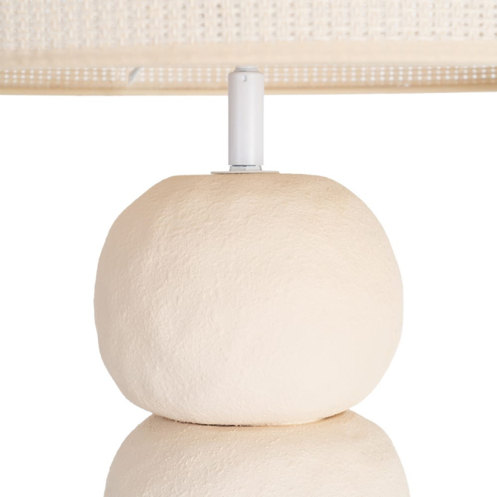 Lampadar din ceramică crem cu bază din volume suprapuse și abajur textil [4]