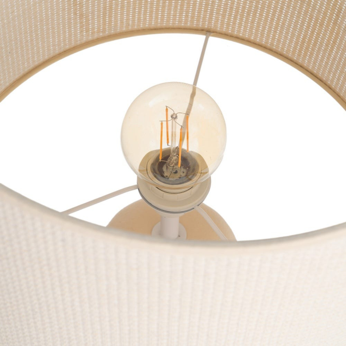 Lampadar din ceramică crem cu bază din volume suprapuse și abajur textil [7]
