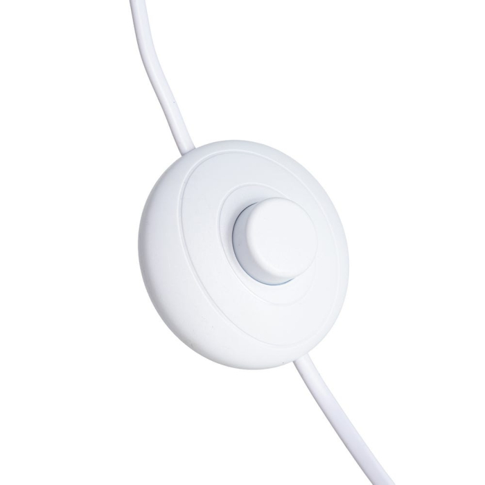 Lampadar din ceramică portocaliu – abajur textil cilindric și bază albă cu dungi fine [7]