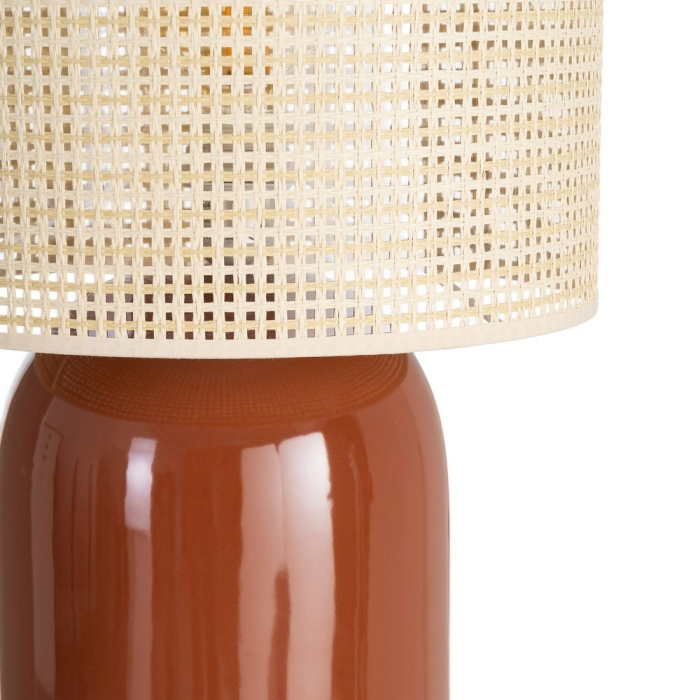 Lampadar din ceramică teracotă cu abajur tip ratan [2]