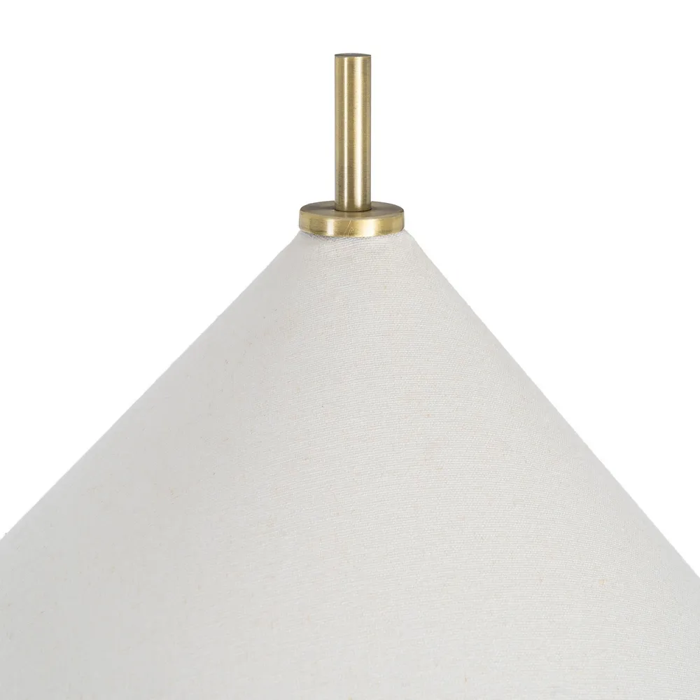 Lampadar din metal auriu cu bază conică și abajur alb din in [6]