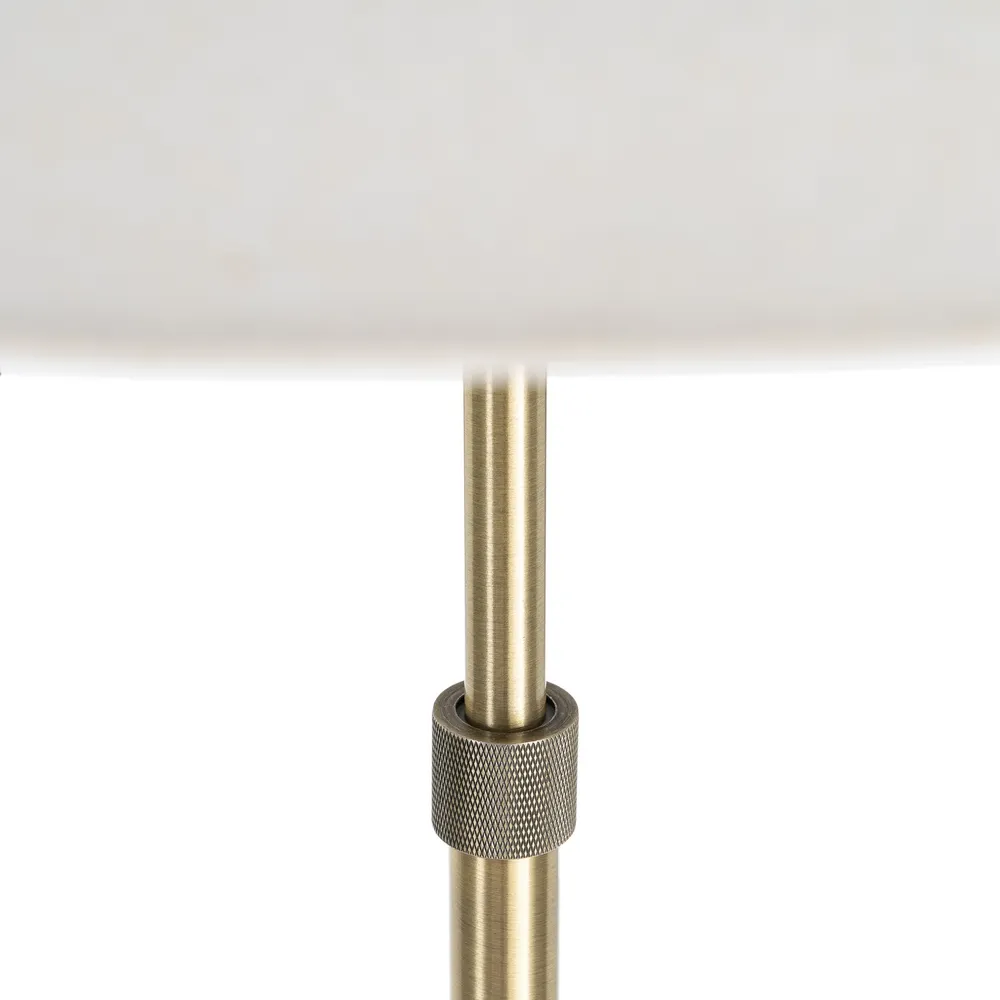Lampadar din metal auriu cu bază conică și abajur alb din in [5]