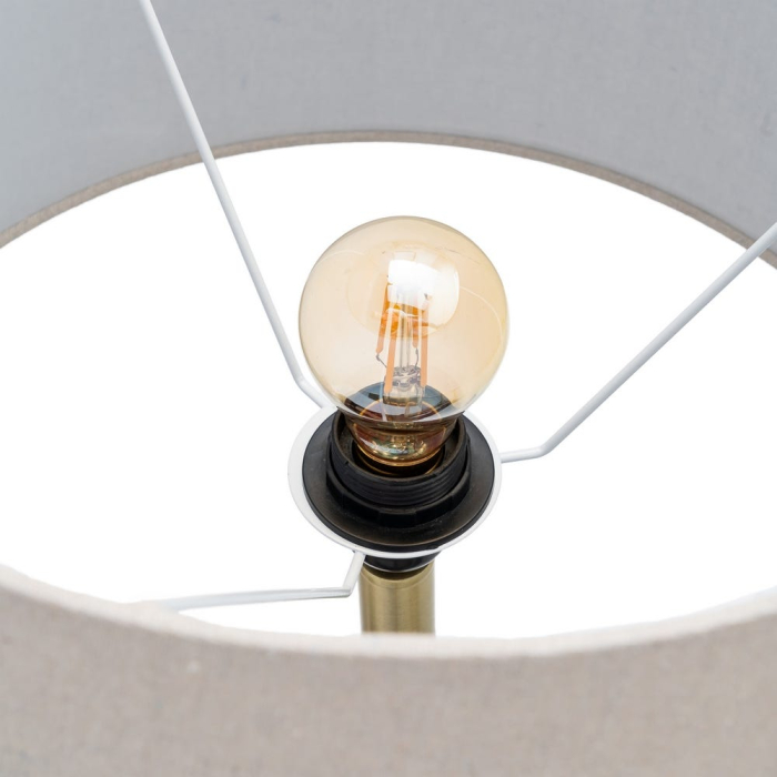 Lampadar din metal auriu cu abajur din stofă albă [6]