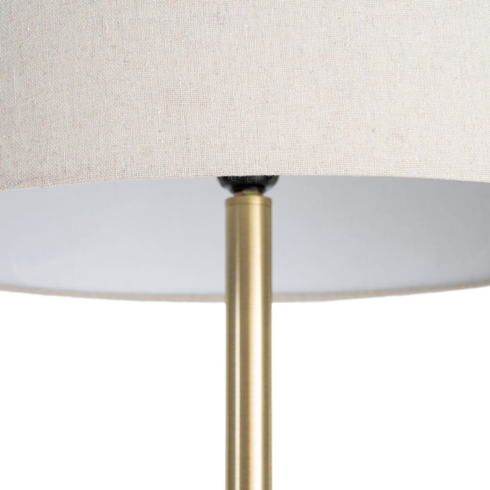 Lampadar din metal auriu cu abajur din stofă albă [3]