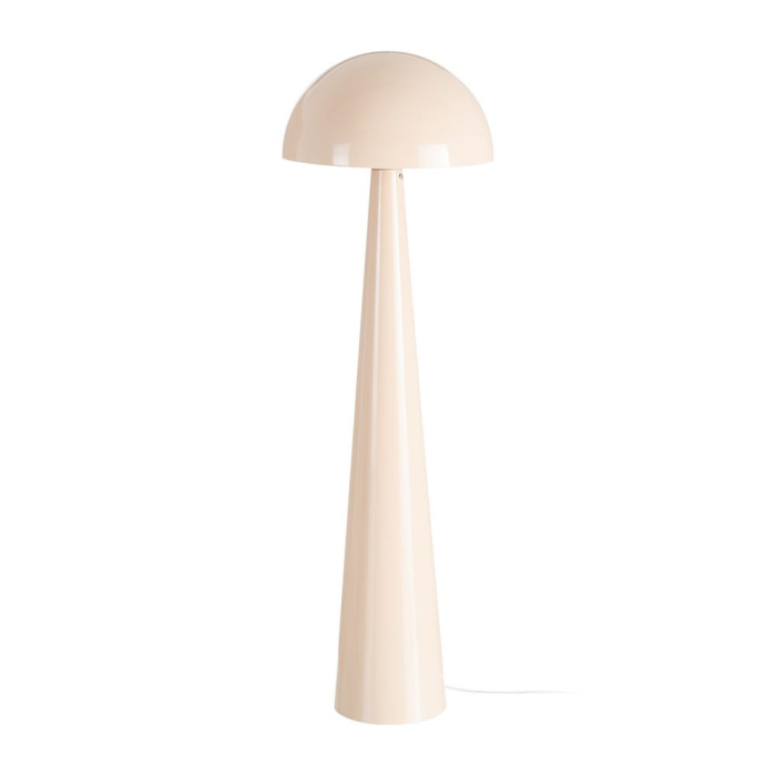 Lampadar din metal bej lucios – abajur emisferic și bază conică înaltă [1]