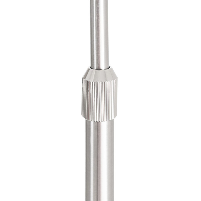 Lampadar din metal cromat cu bază din marmură neagră și abajur din bumbac alb – imagine principală cu braț arcuit și bază rotundă [4]