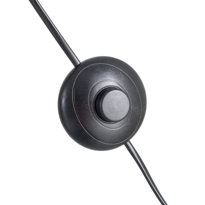 Lampadar din metal negru cu două brațe asimetrice și bază rotundă – imagine principală cu brațe la înălțimi diferite [7]