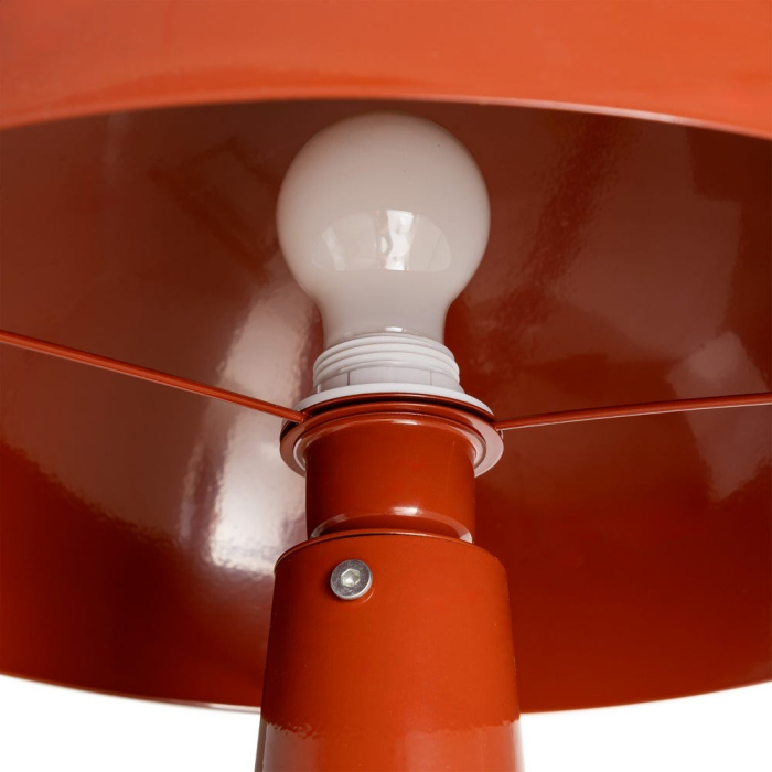 Lampadar din metal teracotă lucios – abajur emisferic în ton cald și bază conică [4]