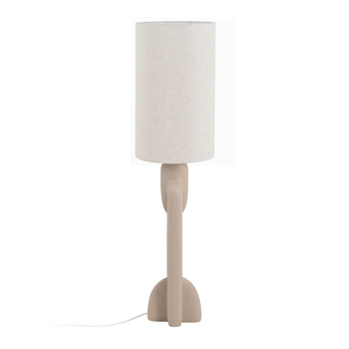 Lampadarul din rășină crem cu linie arhitecturală – abajur din in înalt [2]