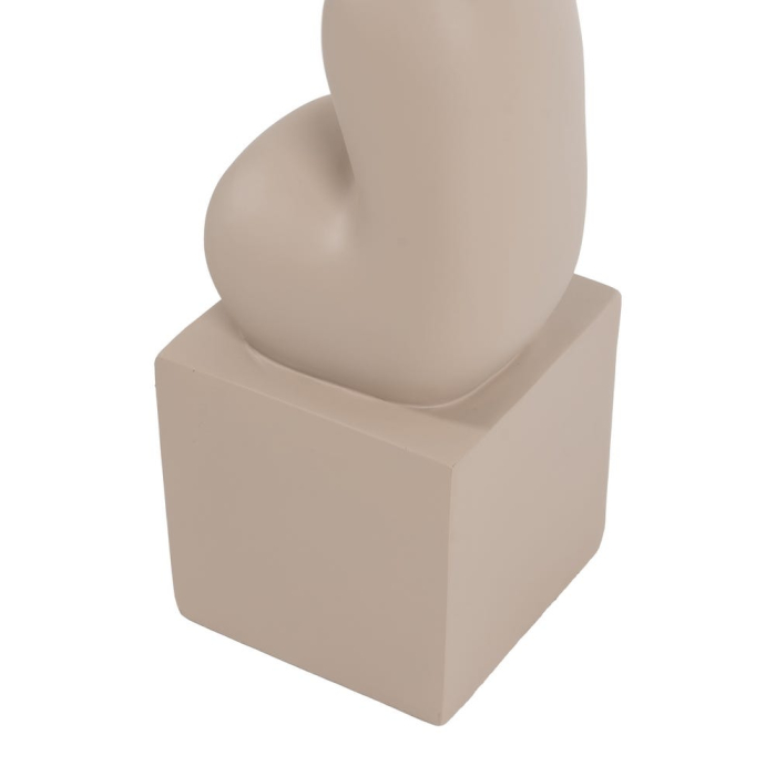 Lampadarul din rășină crem cu picior sculptural organic – abajur cilindric din in [7]
