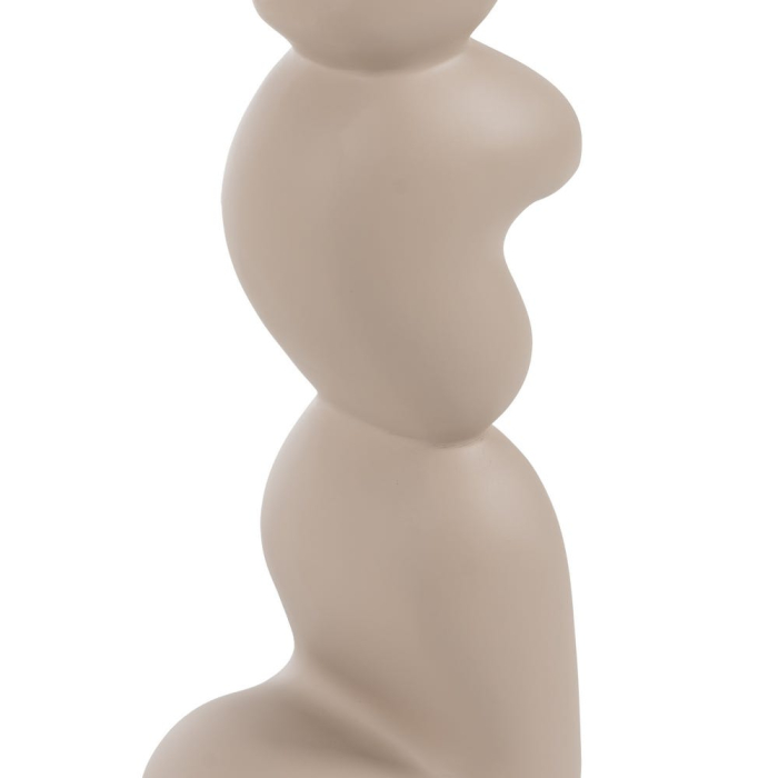 Lampadarul din rășină crem cu picior sculptural organic – abajur cilindric din in [6]