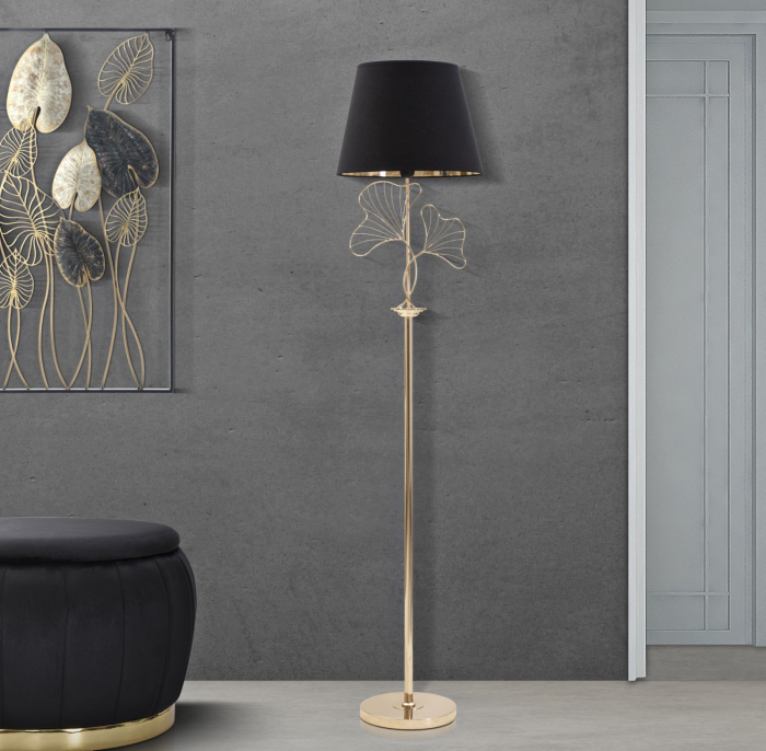 Lampadar Leaves, auriu negru, metal textil, creativdeco.ro [2]