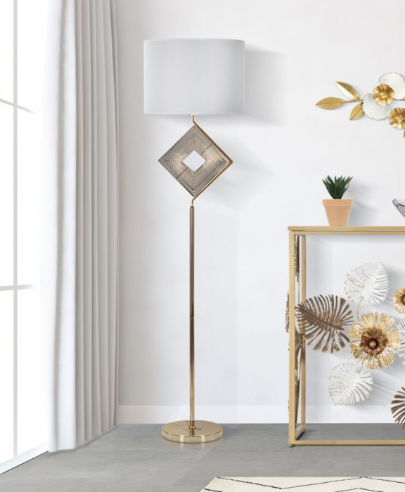 Lampadar Move Auriu Alb, metal textil - CreativDeco.ro [2]