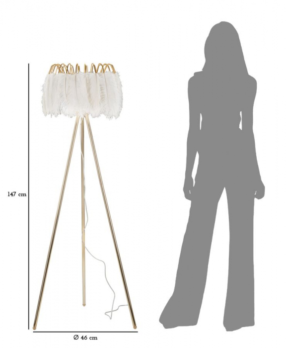 Lampadar pene Feather, auriu alb, metal/sintetic [7]