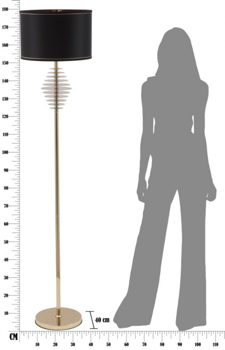 Lampadar Round Glam, metal/textil, auriu/negru [8]