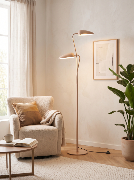 Lampadar taupe cu două surse de lumină [2]