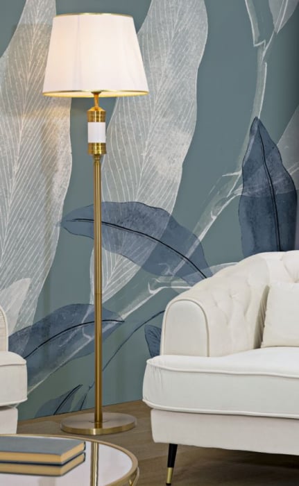 Lampadar Whity, metal/textil, auriu/alb [2]