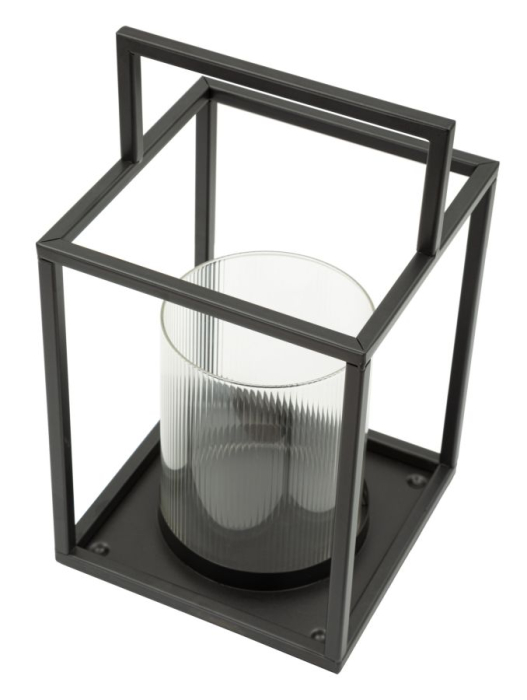 Lanternă neagră deschisă metal geam sticlă [3]