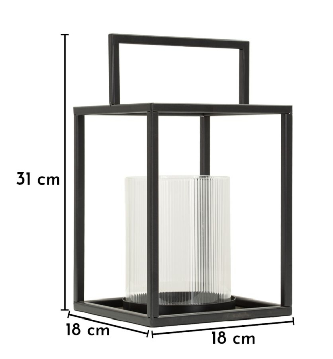 Lanternă neagră deschisă metal geam sticlă [8]