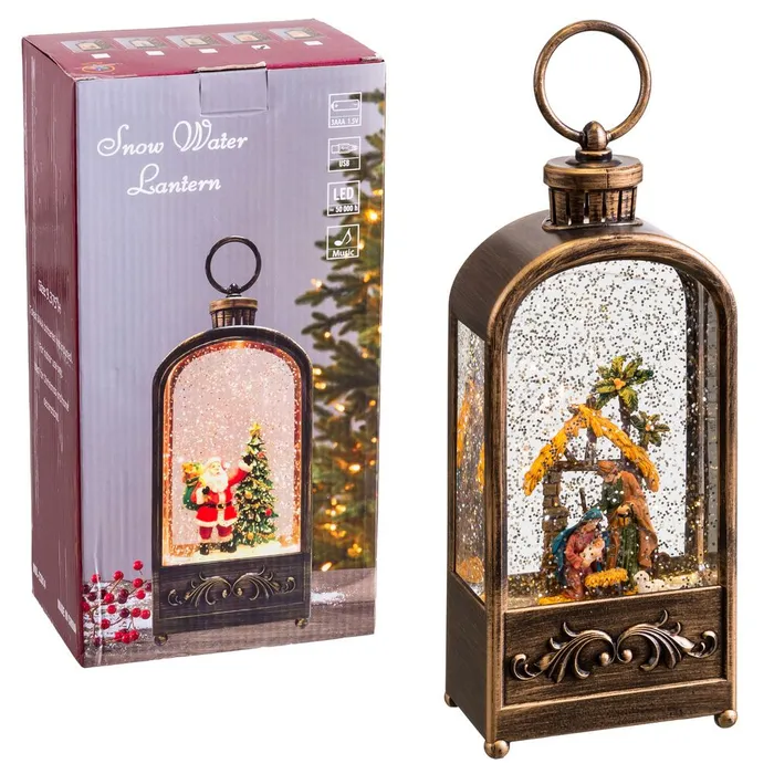 Lanterna decorativa Craciun CreativDeco - LED si functie muzicala pentru interior [1]