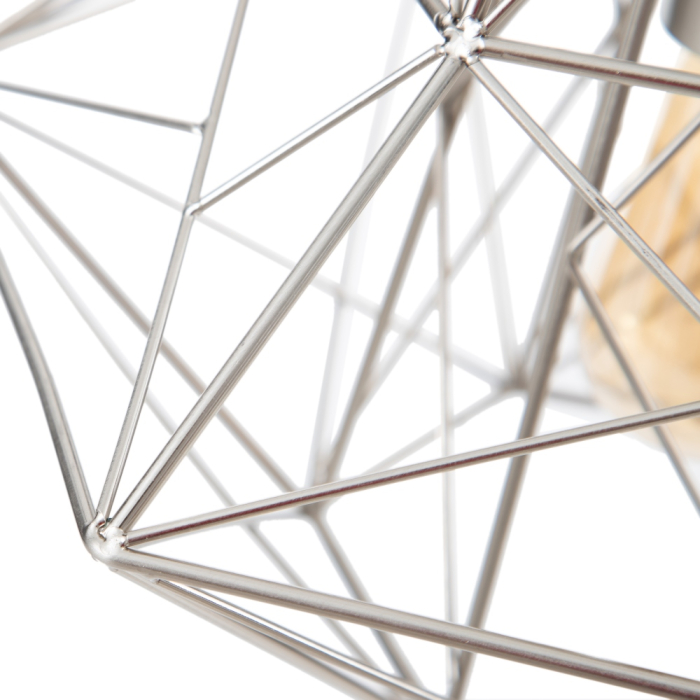 Lustra argintie din metal cu cusca geometrica [4]