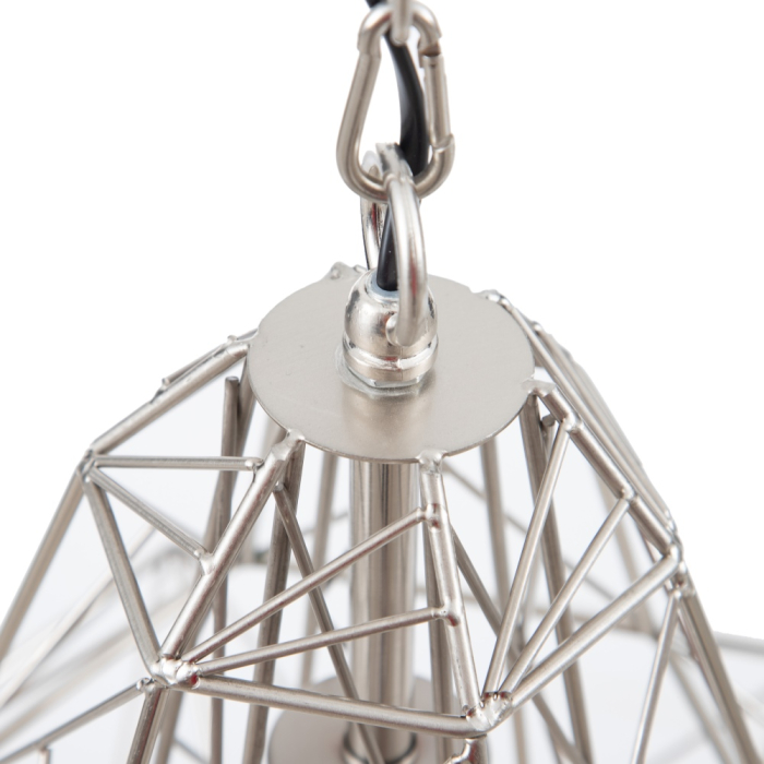 Lustra argintie din metal cu cusca geometrica [2]