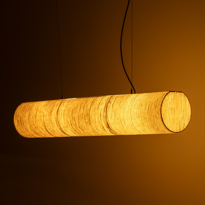 Lustra bej cu 4 becuri pentru decor natural|Lustre suspendate mari pentru interioare moderne [2]