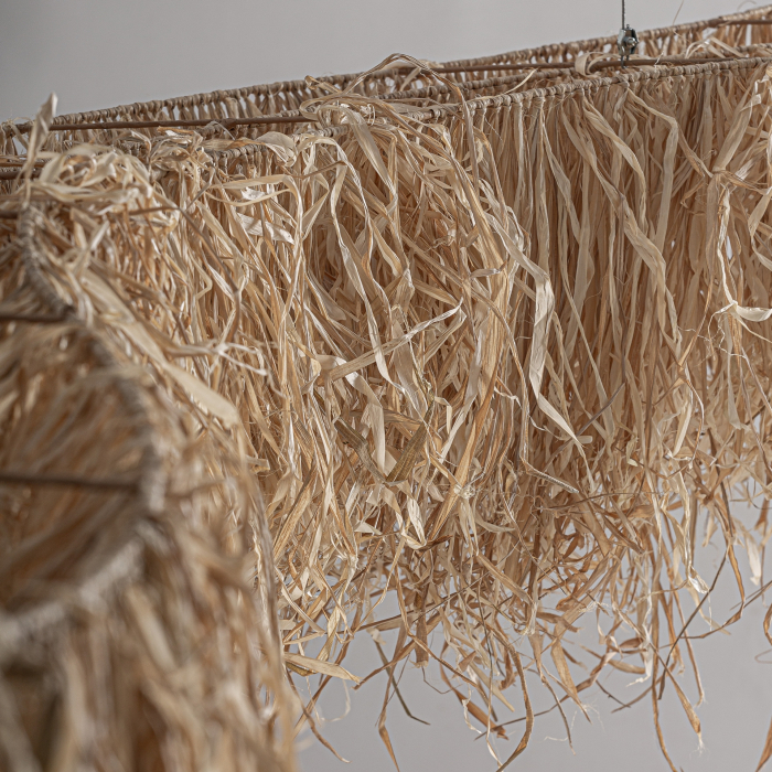 Lustra decorativa boho din rafie cu franjuri naturale Ceiling 355x50x60 cm [3]