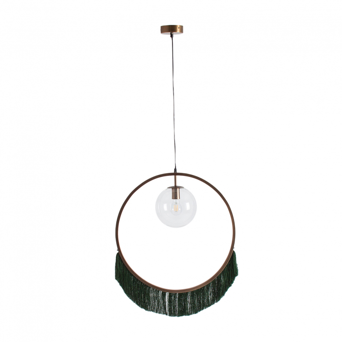 Lustra shabby chic din alama verde si aurie cu cristal - Farmec vintage si eleganta [2]