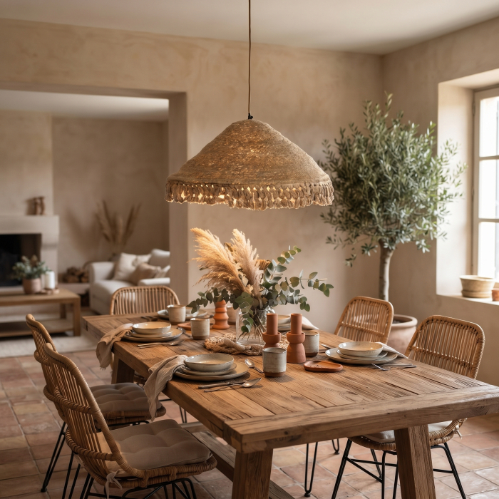 Lustră living fibre naturale|Iluminat natural elegant [2]
