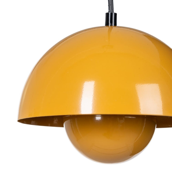 Lustră din metal portocaliu cu cupolă emisferică și sferă reflectoare – compactă [2]
